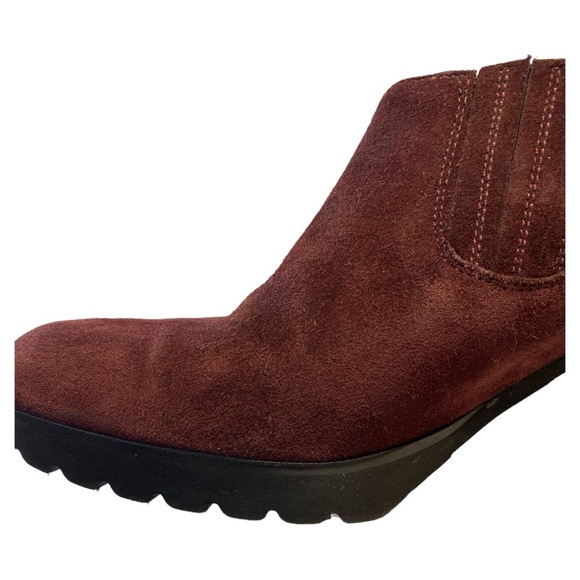 Anyi Lu Italian Suede Burgundy Booties with 3 Inch Heel EU Size 40.5 - Picture 6 of 11